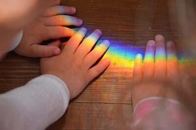 Hands on prism-generated rainbow