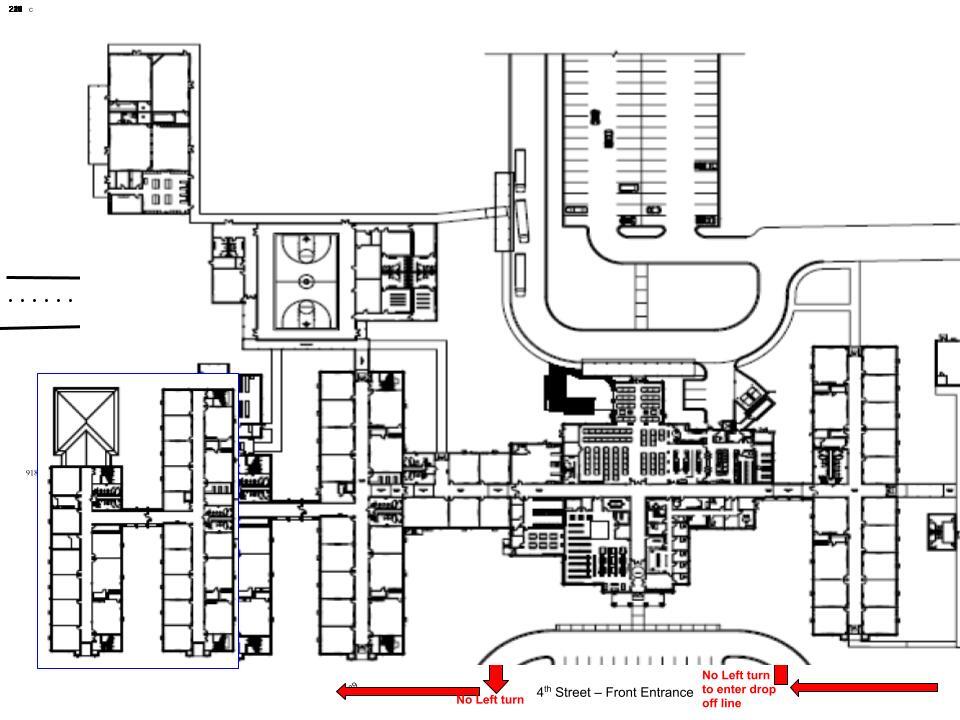 picture of school map with entrance and exit for morning drop-off